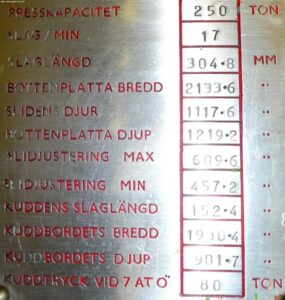 クランクプレス Wilkins & Mitchell E84-4-12 - 250 トン (写真 1)