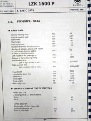 熱間鍛造プレス Smeral LZK 1600 P - 1600 トン (写真 7)