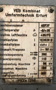 トリミングプレス Erfurt PKZe 1250 - 1250 トン (写真 1)